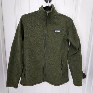 Womens Patagonia Better Sweater Full Zip Green M worn wear